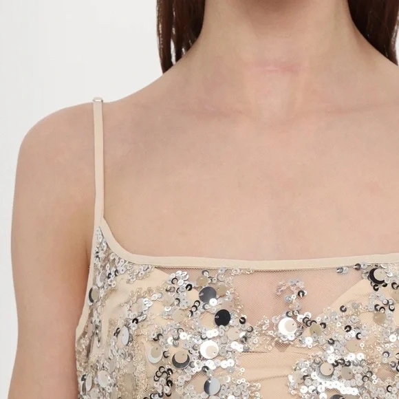 Baum und Pferdgarten Sequin Embellished Sheer  nude party cocktail  Dress NWT - Picture 6 of 10